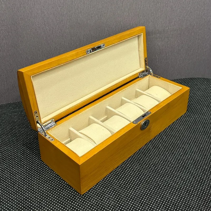 6 Slots Wooden Watch Organizer Box Gift Case